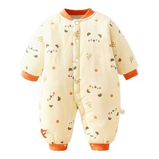 马卡乐新生儿连体衣宝宝棉服冬季夹棉哈衣保暖a类抱屁衣纯棉衣服