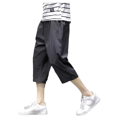 特步速干七分裤男冬季新款透气梭织运动中裤品牌正品冰丝大码短裤