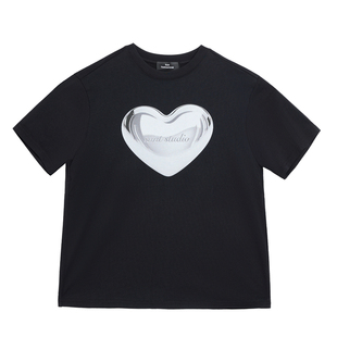 suntomorrow儿童短袖爱心印花T恤男童春装纯棉宽松潮流休闲上衣