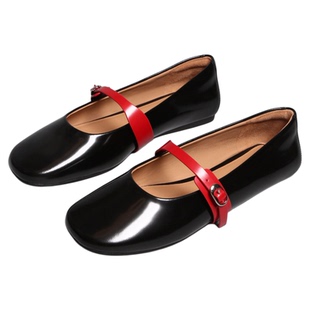 巴黎台款时尚松紧扣防滑鞋底镜面羊皮女鞋单鞋鞋圆通平底鞋