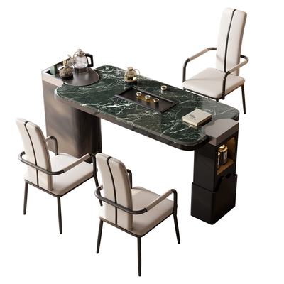 意式轻奢奢石嵌入式茶盘茶桌椅