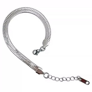 欧美不锈钢刀片扁蛇骨手链简约男女手环嘻哈潮流百搭饰品不易掉色