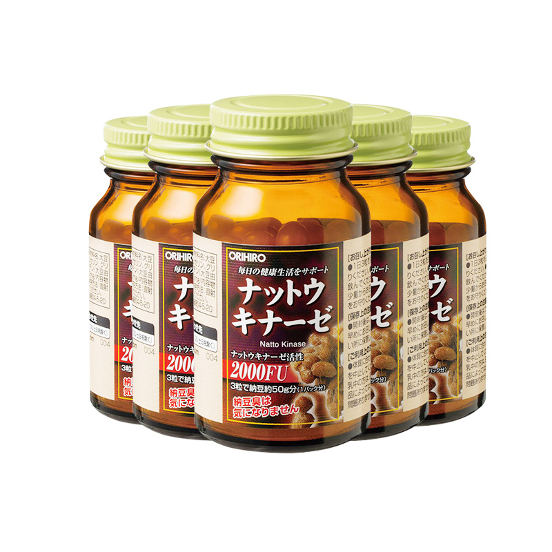 orihiro欧力喜乐纳豆激酶胶囊日本原装进口旗舰店血管非水蛭素5瓶