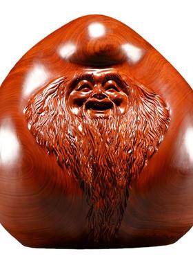 花梨木雕寿桃摆件木质雕刻老寿星送长辈老人祝寿生日送礼工艺品