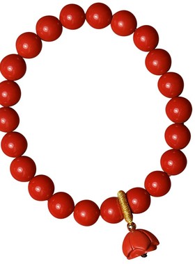 湘西高含量朱砂红砂手串国风民族风吊莲蓬提溜龙年本命年女士礼物