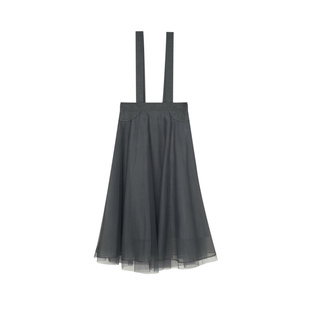 莱芙艾迪儿品牌高腰背带裙纱裙气质裙子半身裙1W1Q83237