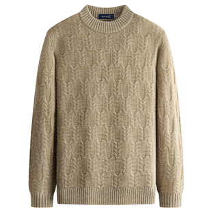 【100%羊毛450g重磅】庄吉秋冬绞花工艺加厚保暖毛衣羊毛衫男