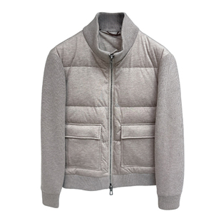 lp秋冬新款立领拉链拼接袖羽绒服外套商务休闲针织袖舒适男士夹克