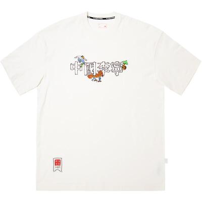 李宁宽松圆领男女印花短袖文化衫