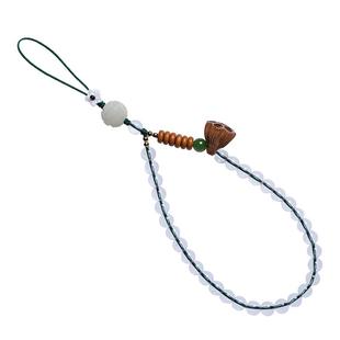 琼睿天然白水晶手机链短款挂件串珠挂饰国风手机挂绳挂手腕女精致手机挂件菩提莲花钥匙扣链高级创意手机挂链