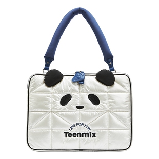 天美意可爱熊猫包包女大容量电脑包休闲单肩包2026春新款X3237AX6