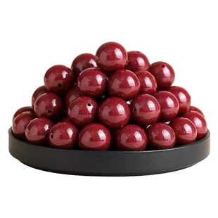 饰品朱砂紫金砂diy散珠男女圆珠diy配件珠手链原矿貔貅手工佩戴