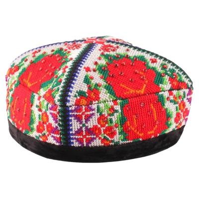 新疆舞蹈帽子女士新款维吾刺绣手工玫瑰花帽维吾尔族演出帽民族帽