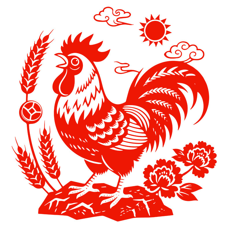 生肖鸡玻璃贴公鸡窗花静电贴纸乔迁新家新年春节2027大吉大利水贴