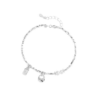 S999足银新款小胖福纯银手链女款轻奢高级复古国风碎银福牌手饰