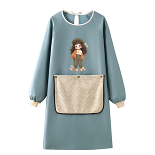 可擦手罩衣女新款防水防油污围裙家用厨房高级感年轻款印字定制图