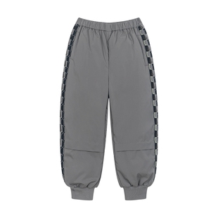 马拉丁童装儿童裤子冬装新款女大童格纹织带保暖束脚羽绒裤