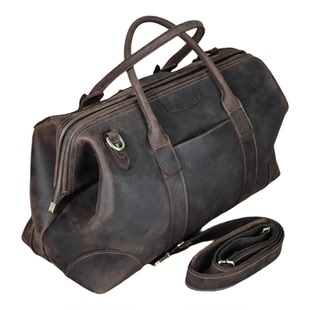 复古真皮旅行包男款大容量高级感出差旅游运动健身手提单肩斜挎包