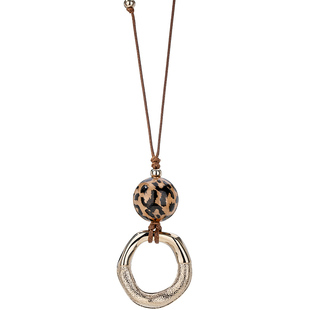 【新品】复古豹纹项链女款2026新款高级感轻奢小众几何毛衣链配饰