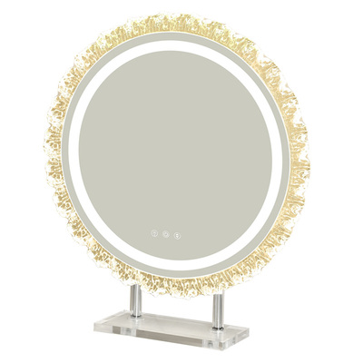 化妆镜带灯led网红太阳花梳妆镜