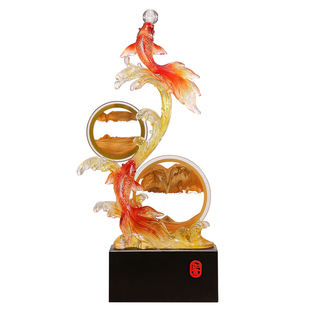 入门玄关风生水起锦锂鱼摆件流沙画客厅电视柜轻奢高档乔迁装饰品