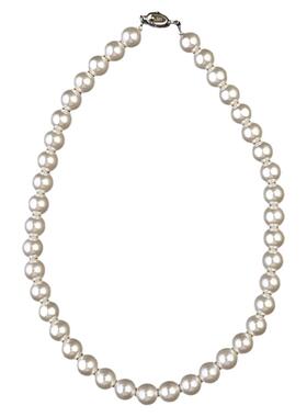 施家珍珠项链纯银元宝扣颈链