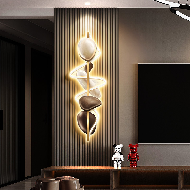 时来运转客厅电视机两边格栅装饰挂件轻奢抽象玄关背景墙带灯壁画