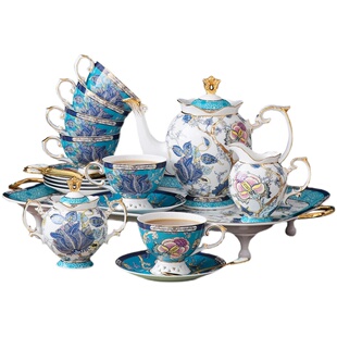 精致英式下午茶茶具陶瓷欧式咖啡具套装宫廷风骨瓷花茶杯碟礼盒装