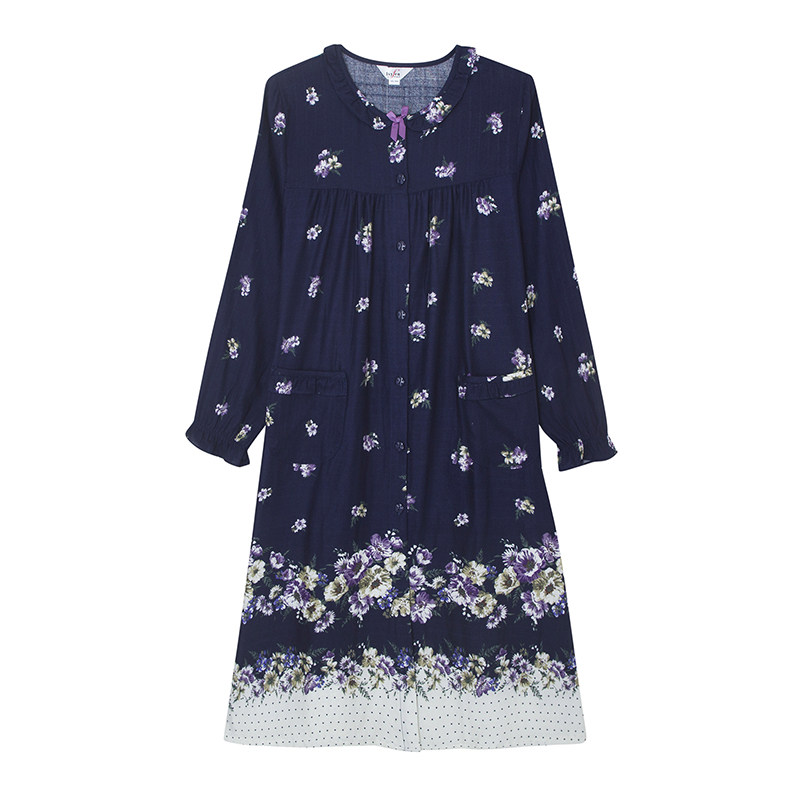 睡裙藏青色印花家居服专柜新品