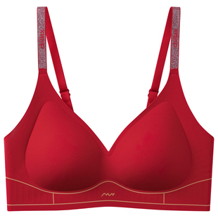 蒂芙娜DIFUNA外扩型漫画胸小胸显大聚拢文胸无痕结婚红色内衣女