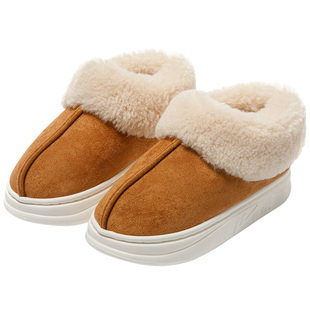 回力棉拖鞋女款冬季加绒保暖2025新款厚底防滑情侣麂皮绒包跟棉鞋
