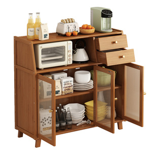 餐边柜靠墙一体储物柜多功能家用客厅中式餐柜茶水柜厨房楠竹橱柜