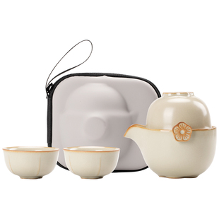 米黄汝窑茶壶单个盖碗陶瓷家用手抓壶功夫茶具开片可养小号泡茶器