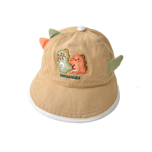儿童帽子春秋款恐龙透气大帽檐鸭舌帽男女宝宝遮阳防晒渔夫帽幼儿