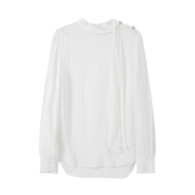 LILY通勤法式提花新款飘带套头衫