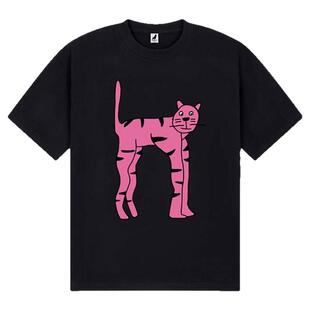 MoodLikeMe 「情绪泰哥」猫咪印花圆领设计感宽松百搭情侣短袖T恤