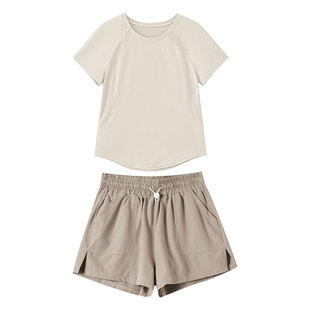 羽毛球运动套装女晨跑服时尚冰丝速干t恤骑行跑步短裤网球服短袖