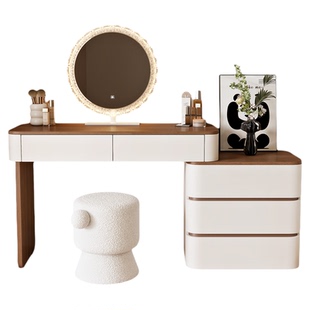 实木化妆桌2026年新款轻奢卧室梳妆台斗柜一体现代简约床尾收纳桌