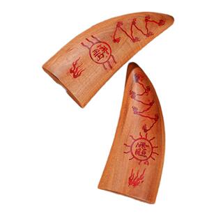 雷击木圣杯北斗七星摆件圣卦枣木原木雕牛角羊角卦盘玩手把件一对