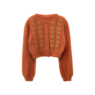 米米子微胖大码胖mm“年少的欢喜”甜美风气质百搭时尚橘色毛衣春