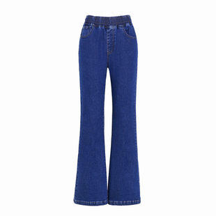 松紧腰微喇牛仔裤春秋弹力百搭显瘦中年妈妈小个子八分九分微喇裤