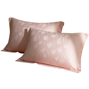【不打烊】提花粉色枕套纯棉枕头套装一对成人轻奢贡缎48cmx74cm