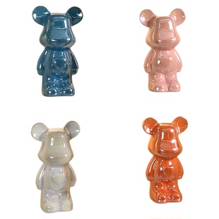 新款陶瓷小熊中大号爱心流体熊暴力熊公仔摆件客厅粉色储钱存钱罐