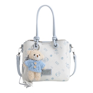 COW&KITTY小众轻奢手提包女少女风小熊挂件斜挎包
