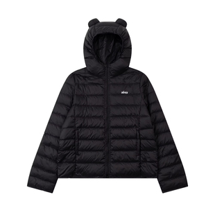 126KID 美式小熊耳朵连帽排骨羽绒服90白鸭绒男女轻薄保暖外套