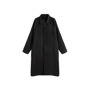 INSOMNIA失眠者 立体剪裁落肩阔版翻领羊毛混纺长款大衣外套风衣