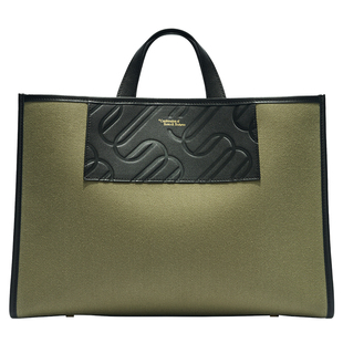 MYTASTE/Endless帆布托特包真皮拼接大容量女包可容纳13寸笔记本