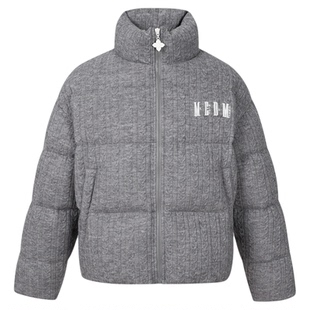 MEDM 90鸭绒字体排版简约大方老钱风针织绞花羽绒服保暖情侣外套