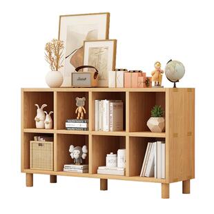 实木书架置物架落地靠墙组合格子柜客厅带腿储物收纳矮家用书柜子