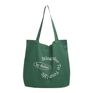 Wfei正红色帆布袋小众字母印花大容量帆布包学生上班通勤单肩包女